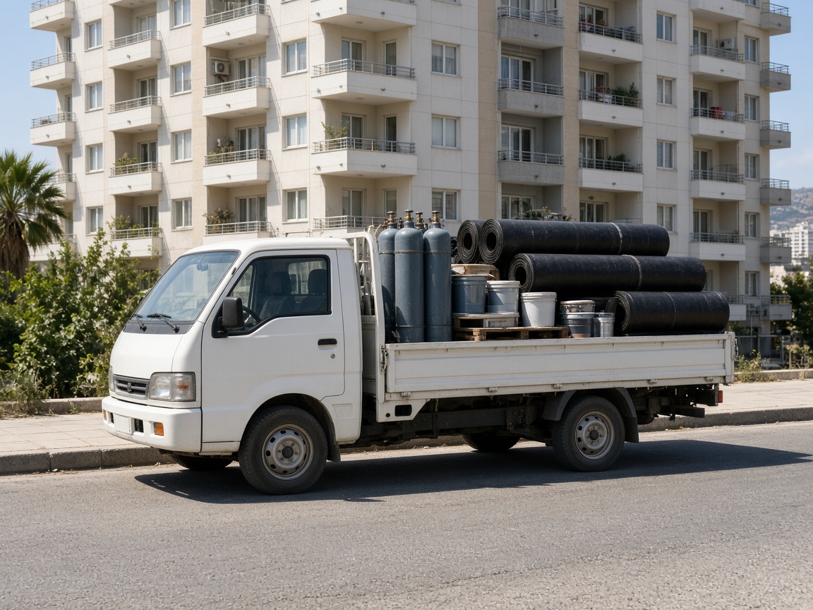 İzmir Su Yalıtımı Zift Yalıtım malzeme kamyoneti